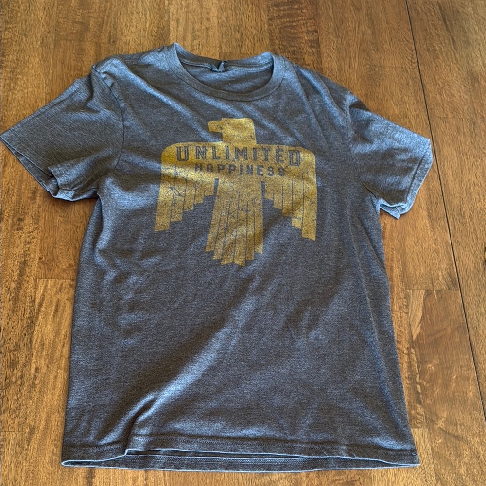 Gray Graphic T-Shirt with Gold Design